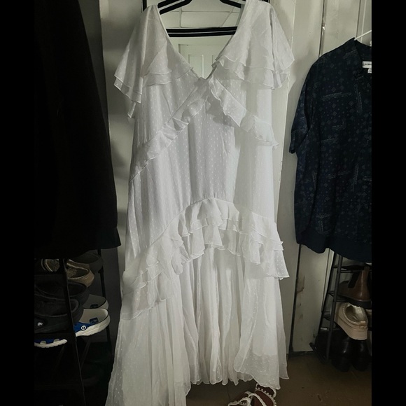 Elegant White Ruffle Maxi Dress - Picture 2 of 5